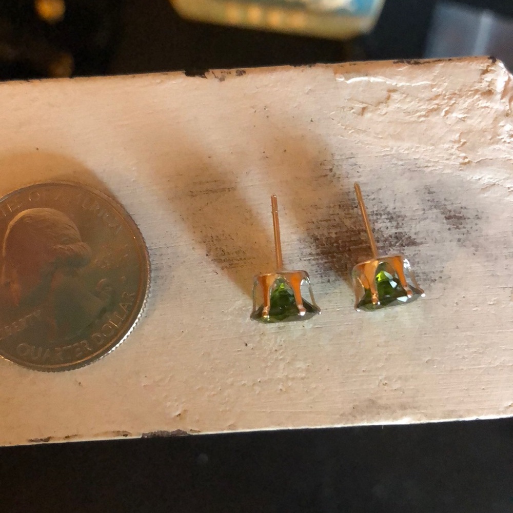 Peridot Rhinestone Earrings - Picture 2 of 4